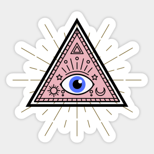 All Seeing eye - Pink with Blue eye Sticker